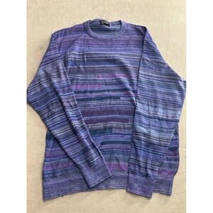Vintage St Croix Mens Pullover Sweater XL Purple Blue Striped Knit Made USA